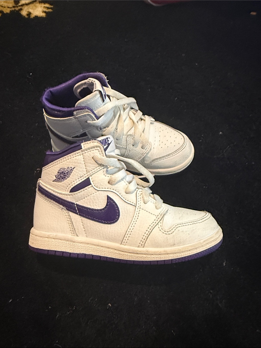 Jordan Kids White and Purple High-Top Sneakers